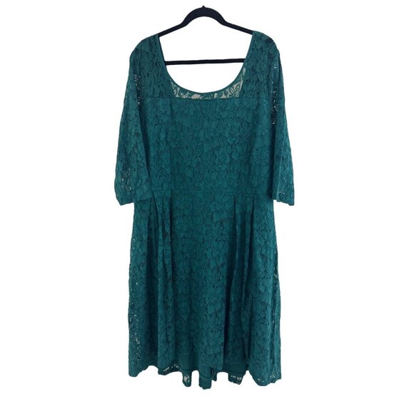 Lane Bryant Dark Green Lace High-Low Dress Size 28 4X Plus Christmas Holiday - Picture 9 of 10